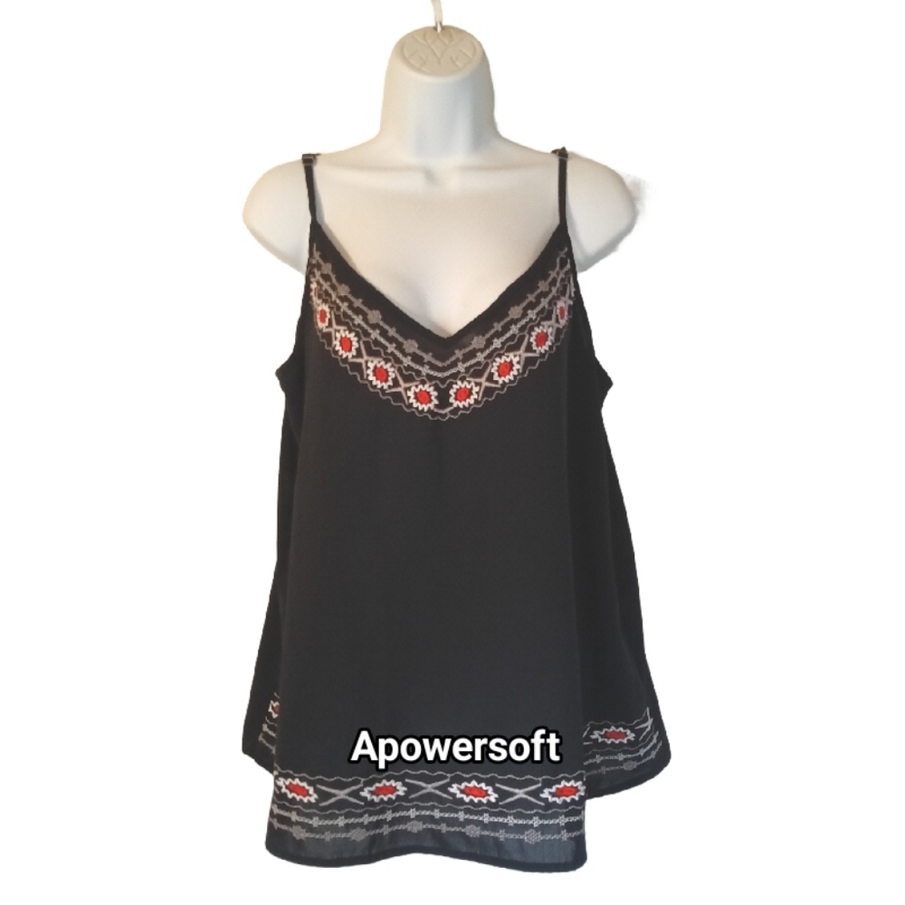 TECREW Black Embroidered Swing Cami
